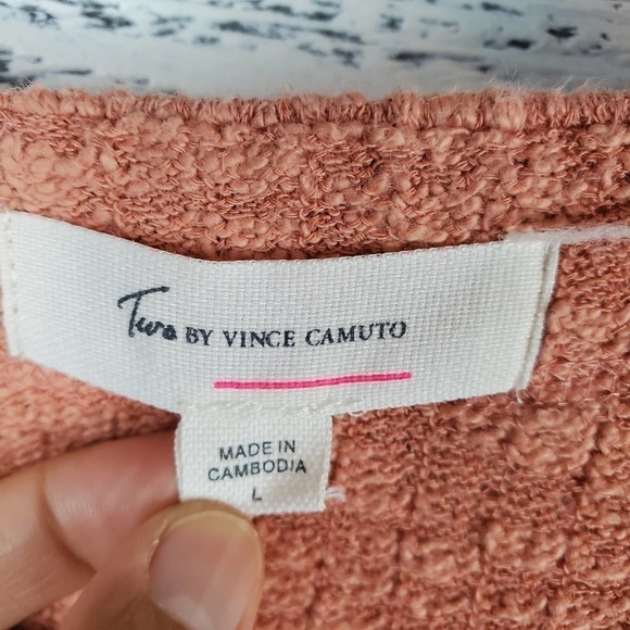 Two by Vince Camuto Women Knitted Cardigan Button Front Closure Coral Sweater - Picture 4 of 10